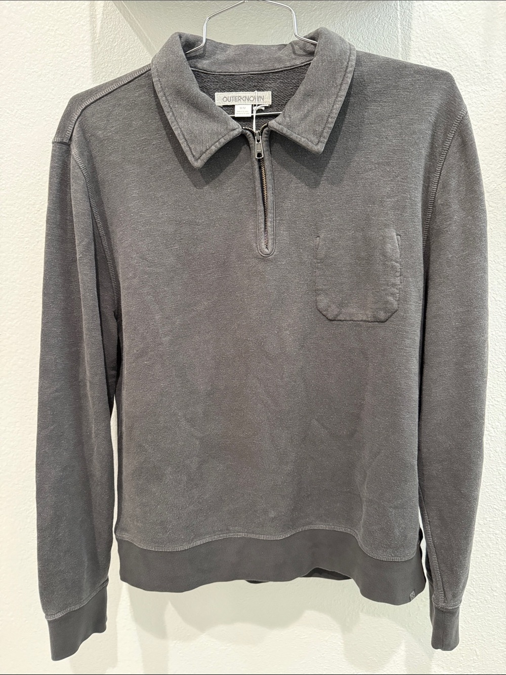 Outerknown Men's Charcoal Gray Quarter-Zip Pocket Pullover